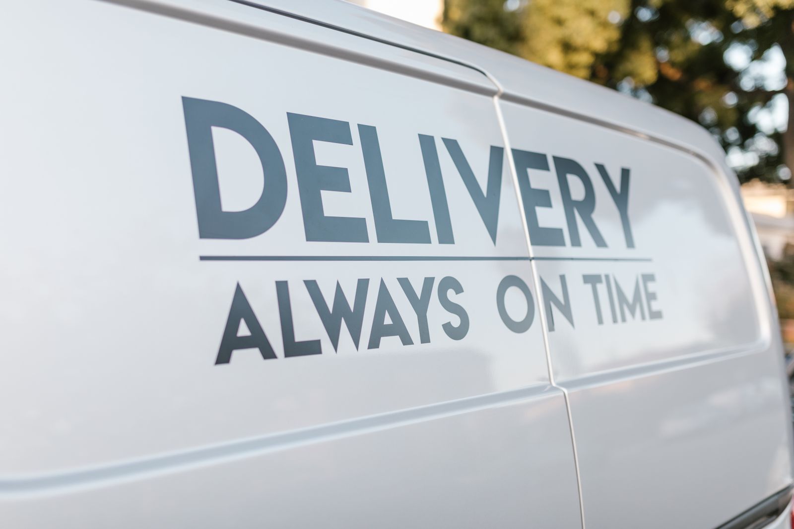 Close-up of a clean delivery van door